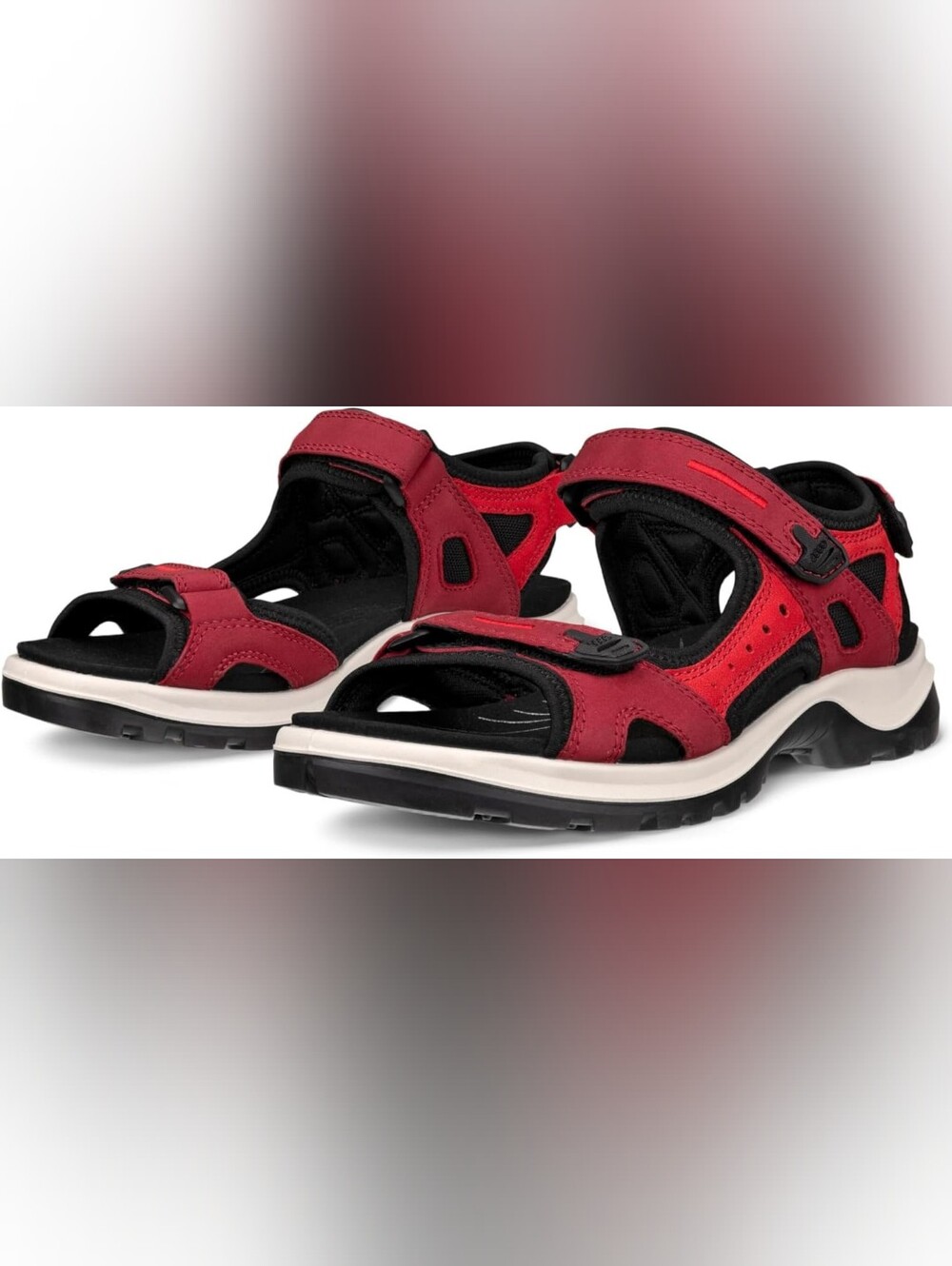 ECCO Red Leather Yucatan Sport Trail Hike Walk Comfort Sandal Women's 9-9.5